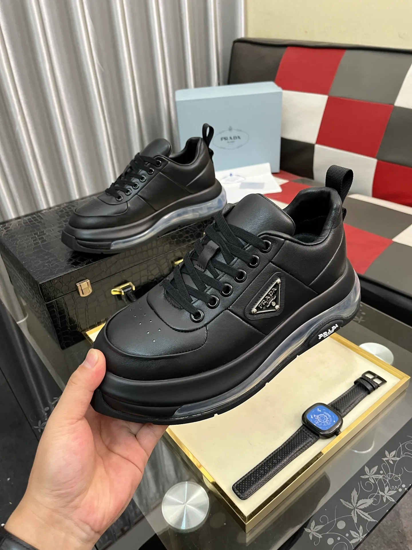 Men's Men's Shoes💰640⌚️⌚️《PRADA*》The latest and most popular casual shoes, top brand [seduce] luxury~purchase, top~quality. [Strong] The upper is made of imported breathable cowhide with cloth material ➕ breathable sheepskin feet (•) and fine workmanship. Code number: 38-442️⃣Colors available